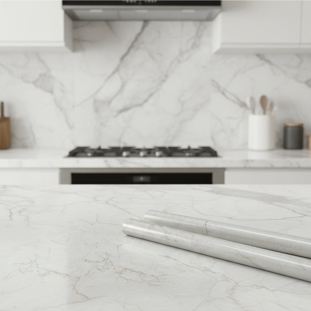 Beige / Cream Marble, EXTRA LONG 1000cm Roll