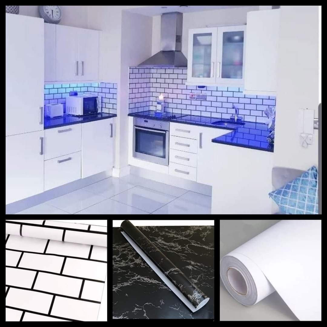 Triple Pk .White Cabinet, White Tile & Black Counter