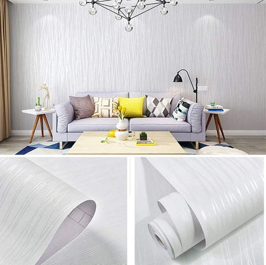White Luxurious Embossed Wallpaper Self adhesive 10 Metres