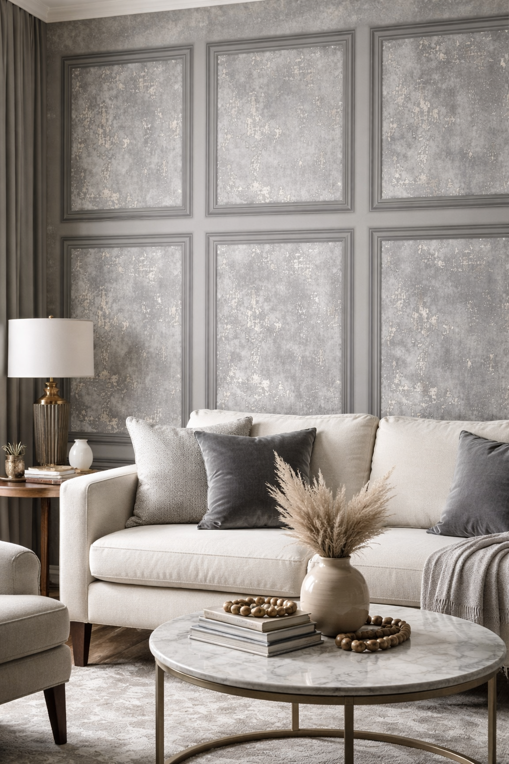 Grey Panneling paste on Wallpaper - Budget Interiors