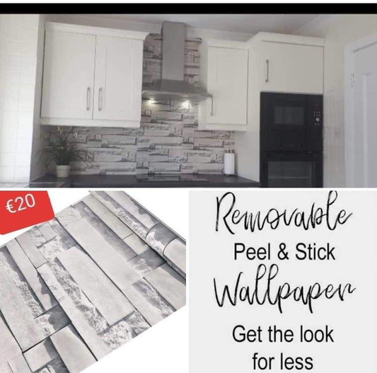 Grey Brick Kitchen Backsplash Stick on Roll