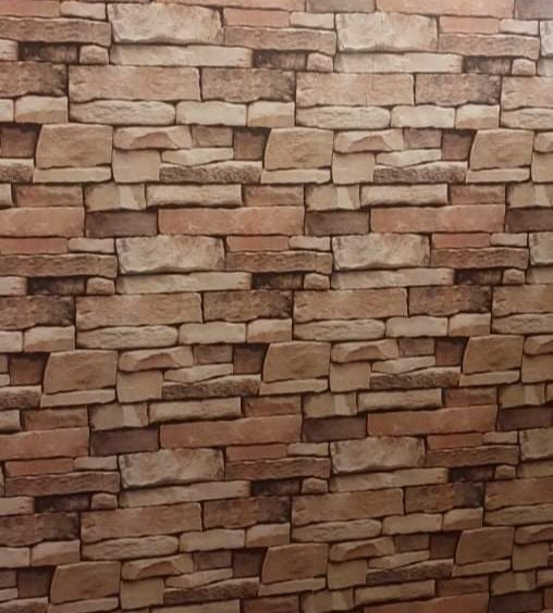 Brown / Cream Stone Brick Wallpaper