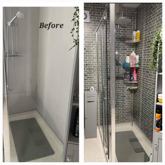 Grey Tile Shower Stick On Roll