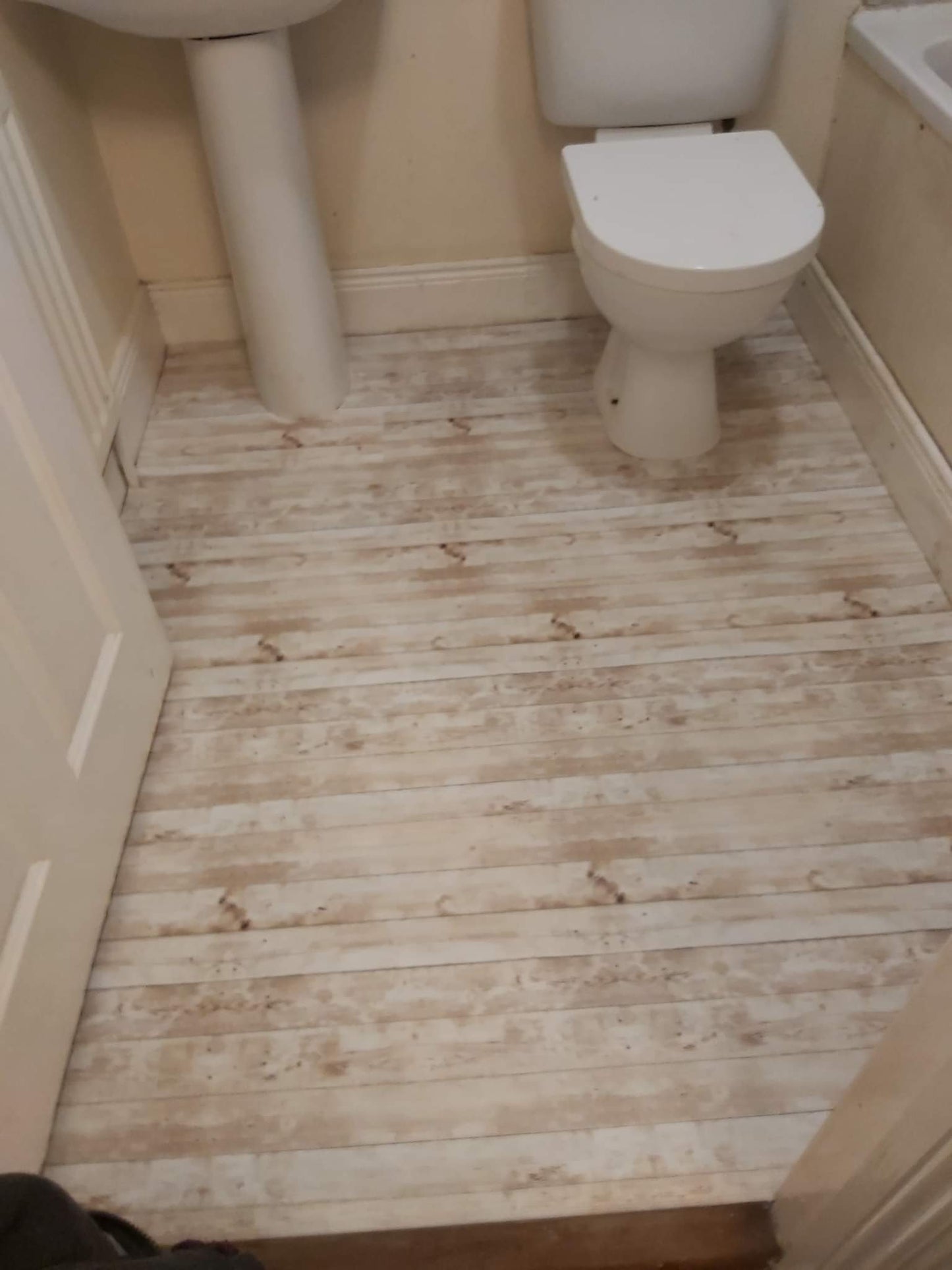 Wood Effect Roll over Existing Floor Beige & Cream