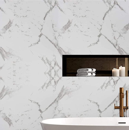 White & Grey Marble Wallpaper , Waterproof