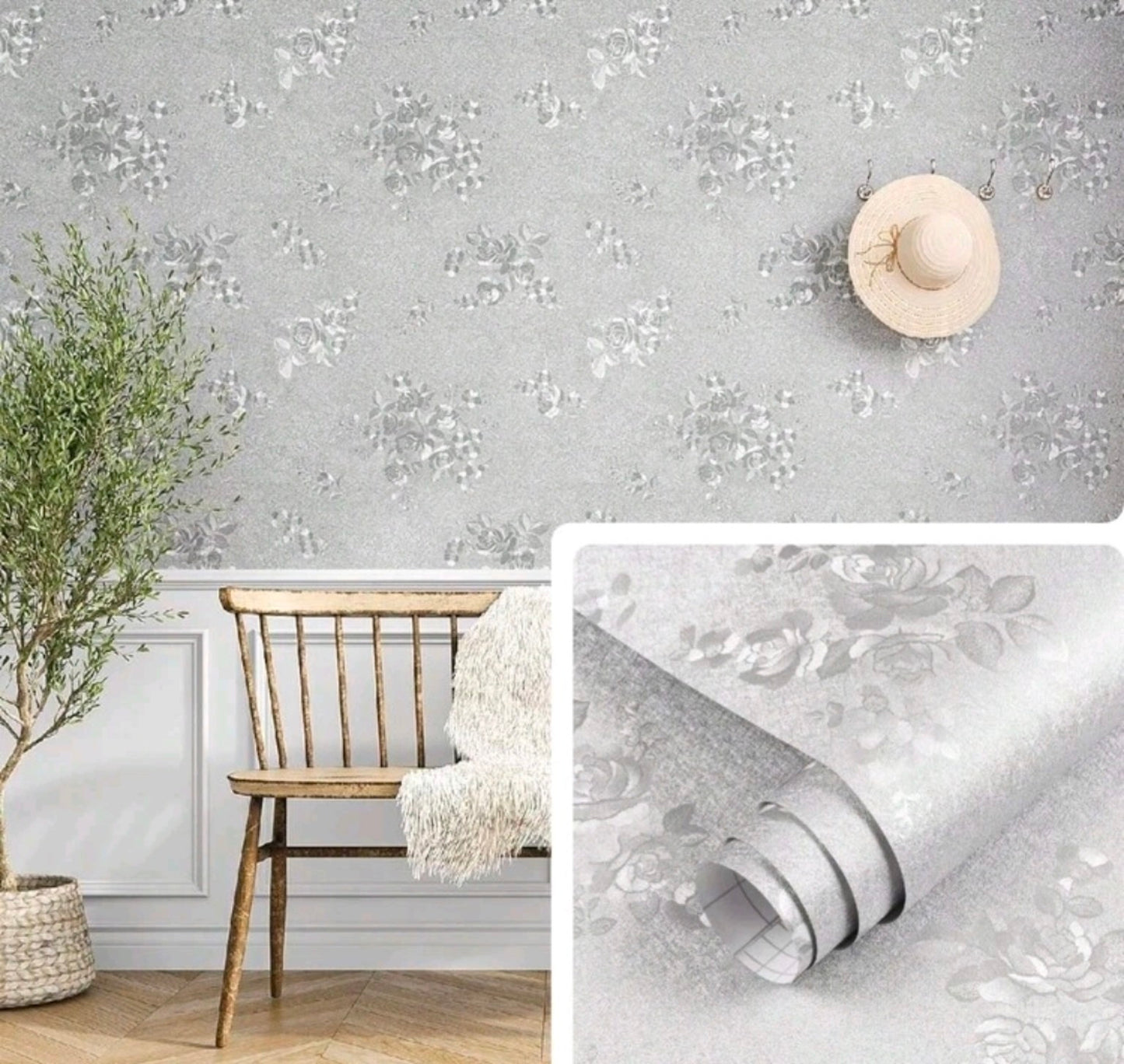 Grey Luxurious Embossed Wallpaper
