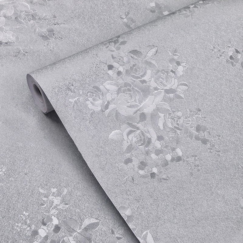 Grey Embossed Floral Wallpaper