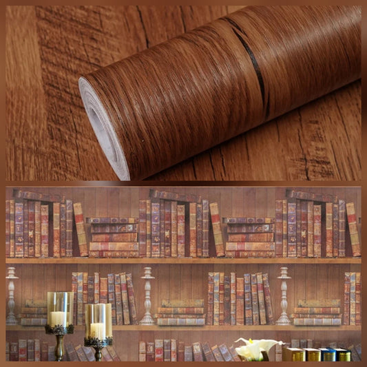 Twin Pk Deal .... Wood Self Adhesive Roll & Library Effect Wallpaper