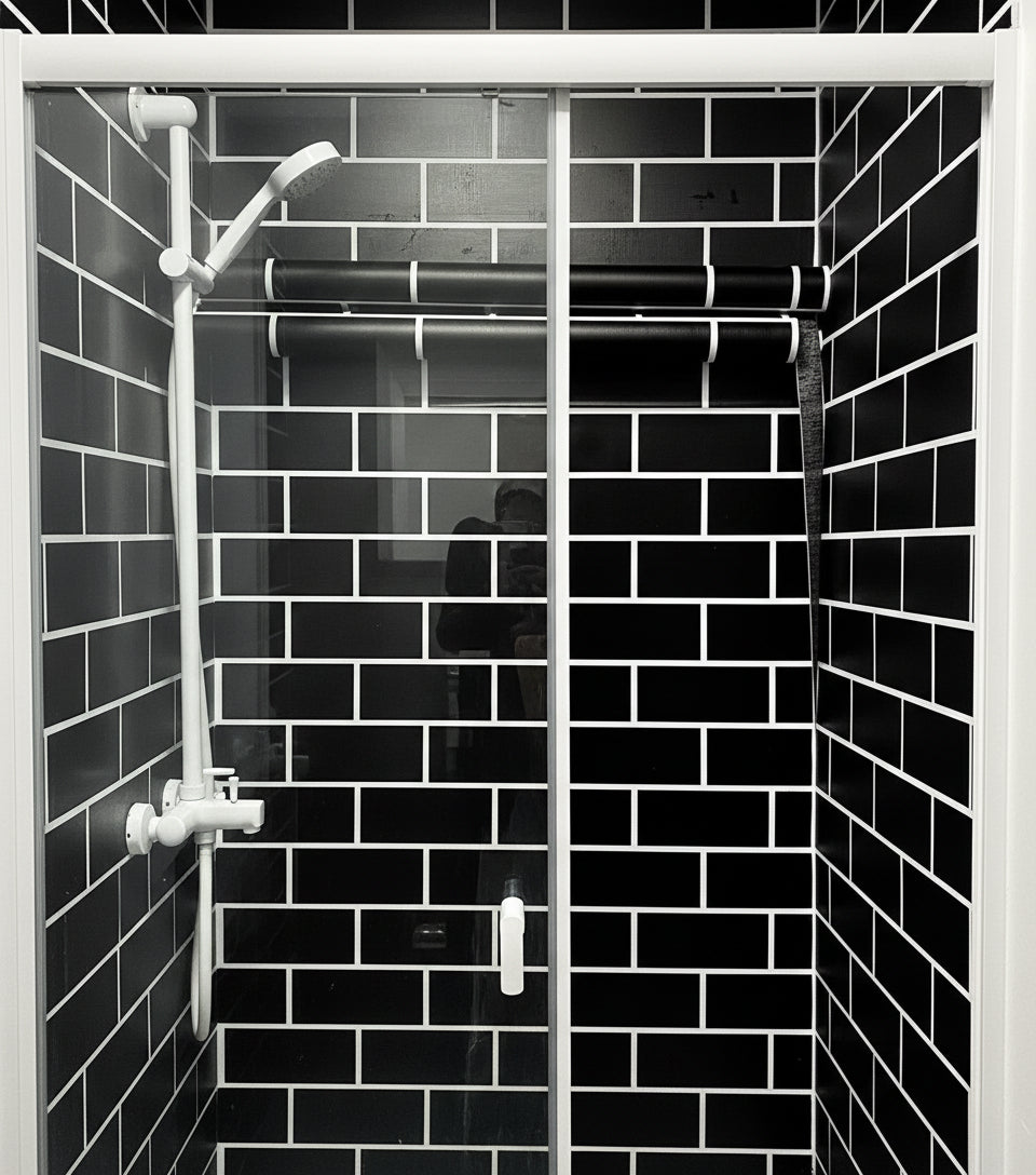 Black Tile Shower Roll