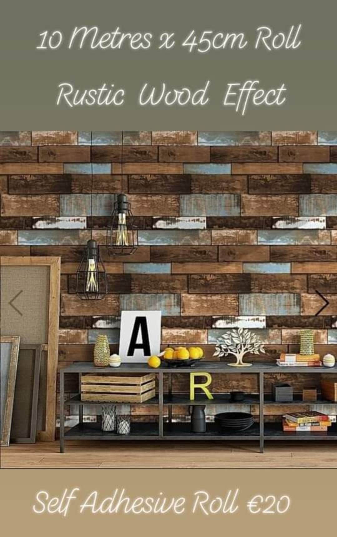 Rustic Wood Self-Adhesive roll