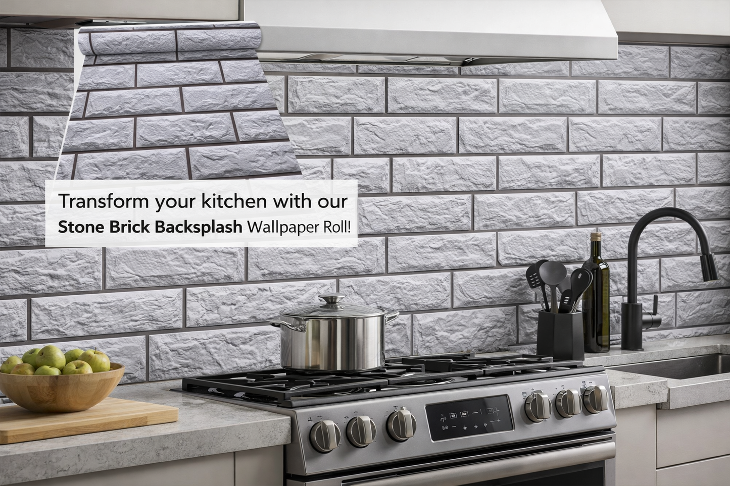 Grey 3D Tile Effect Stick On Roll