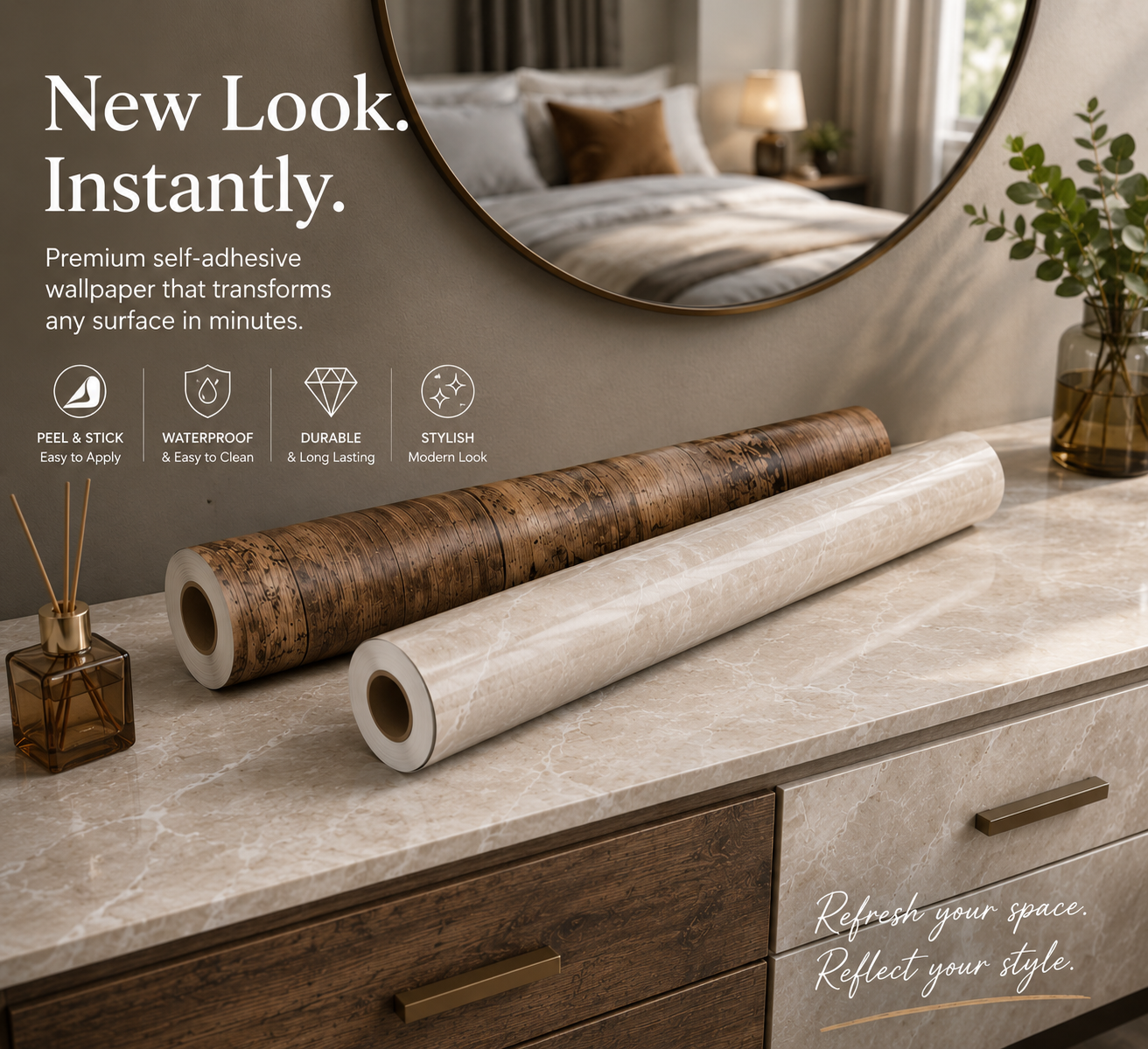 Brown Wood & Beige Marble Twin Pk Deal