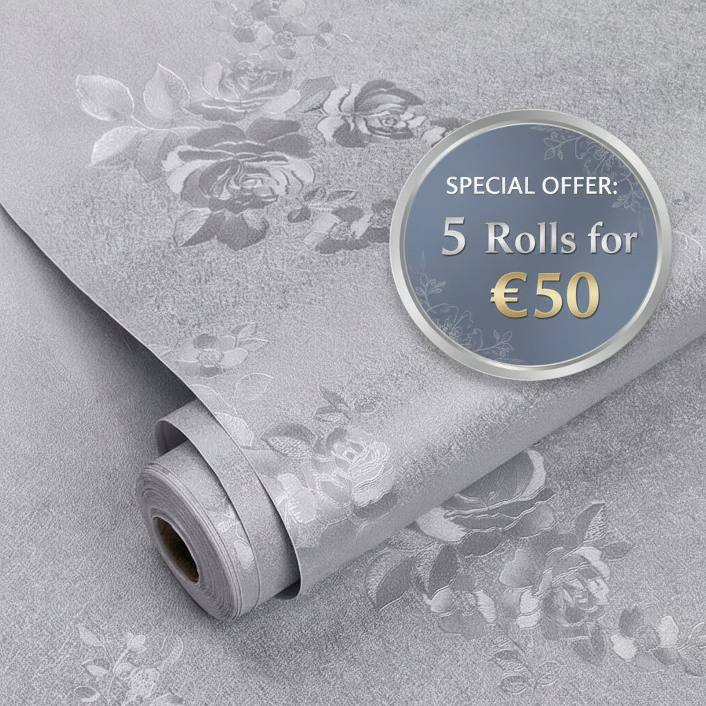 5 X ROLLS Silver Floral Luxurious Range