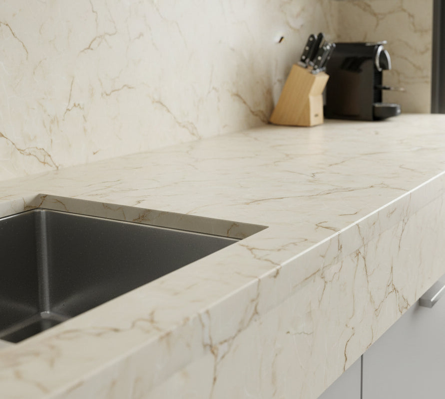 Beige/ Cream Marble, EXTRA LARGE ROLL .. (Heavier Grade )