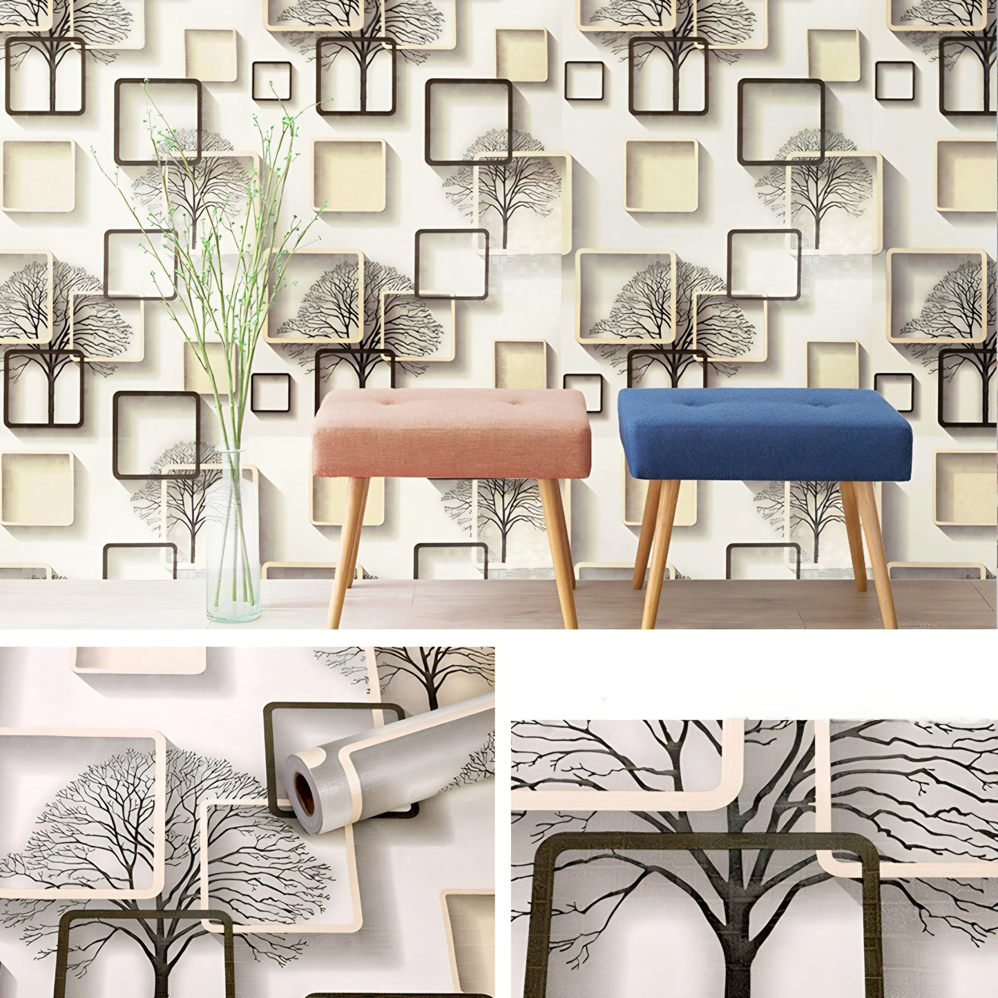 Beige Wallpaper Feature Roll Extra Large 10 Metre