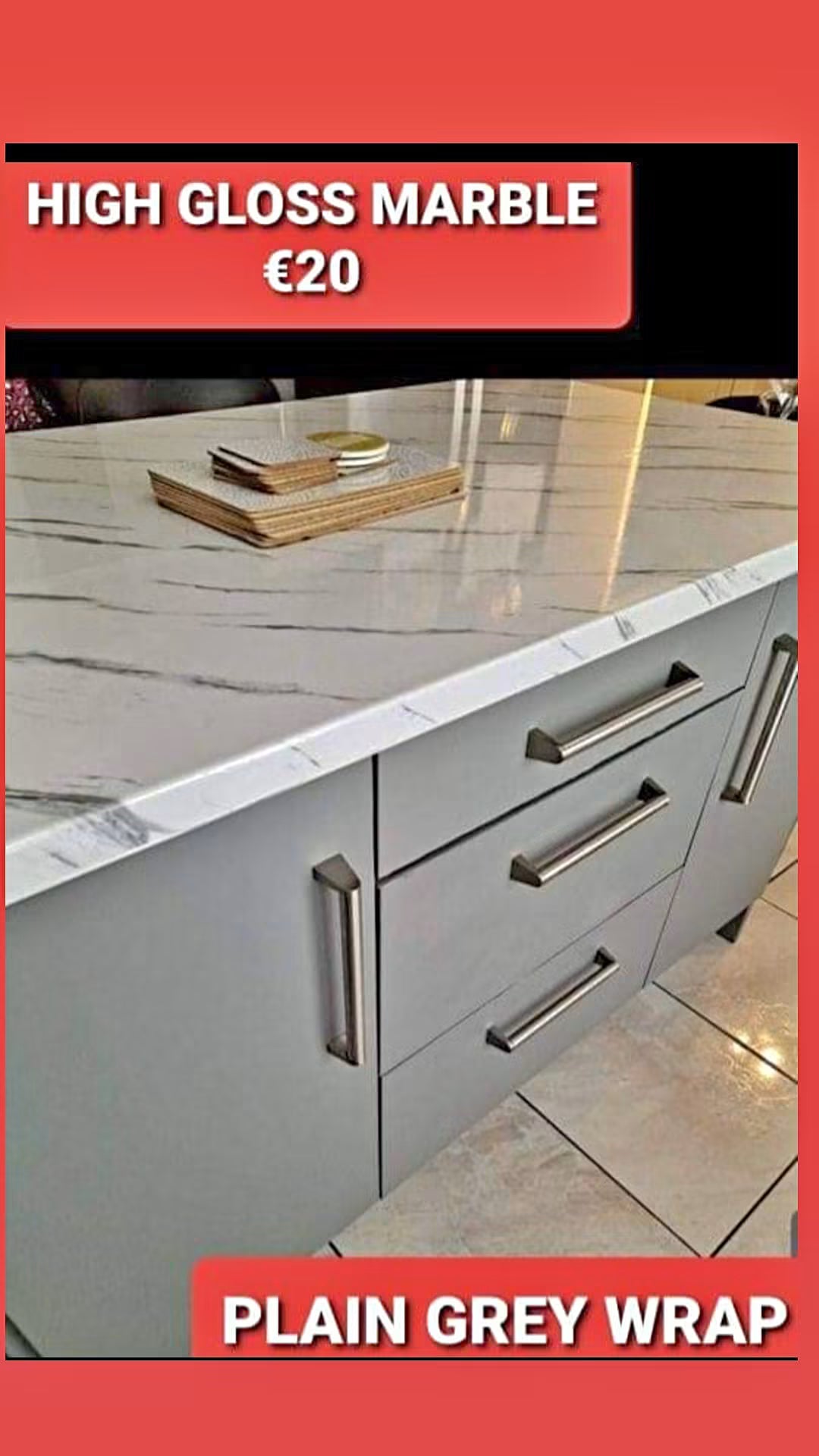 White & Grey Realistic Marble Gloss