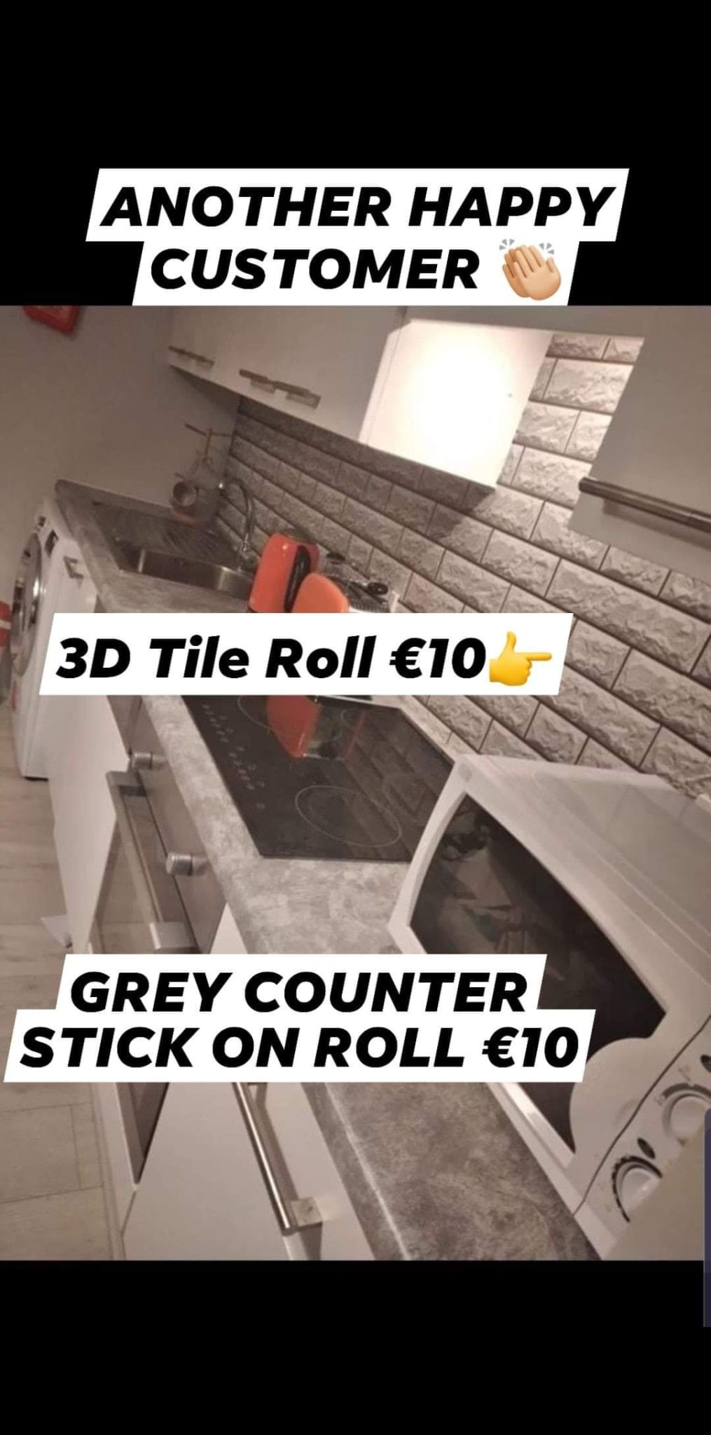 🚨 FLASH TWIN PK DEAL .... Grey Tiles & Grey Marble Countertop Rolls. €20 ‼️