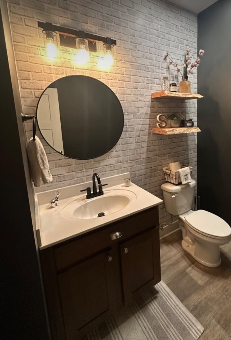 White Brick Stick On Bathroom Wallpaper, Heavier Roll ✅️