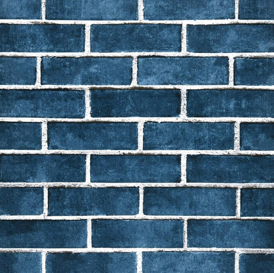 NAVY BRICK STICK ON WATERPROOF WALLPAPER