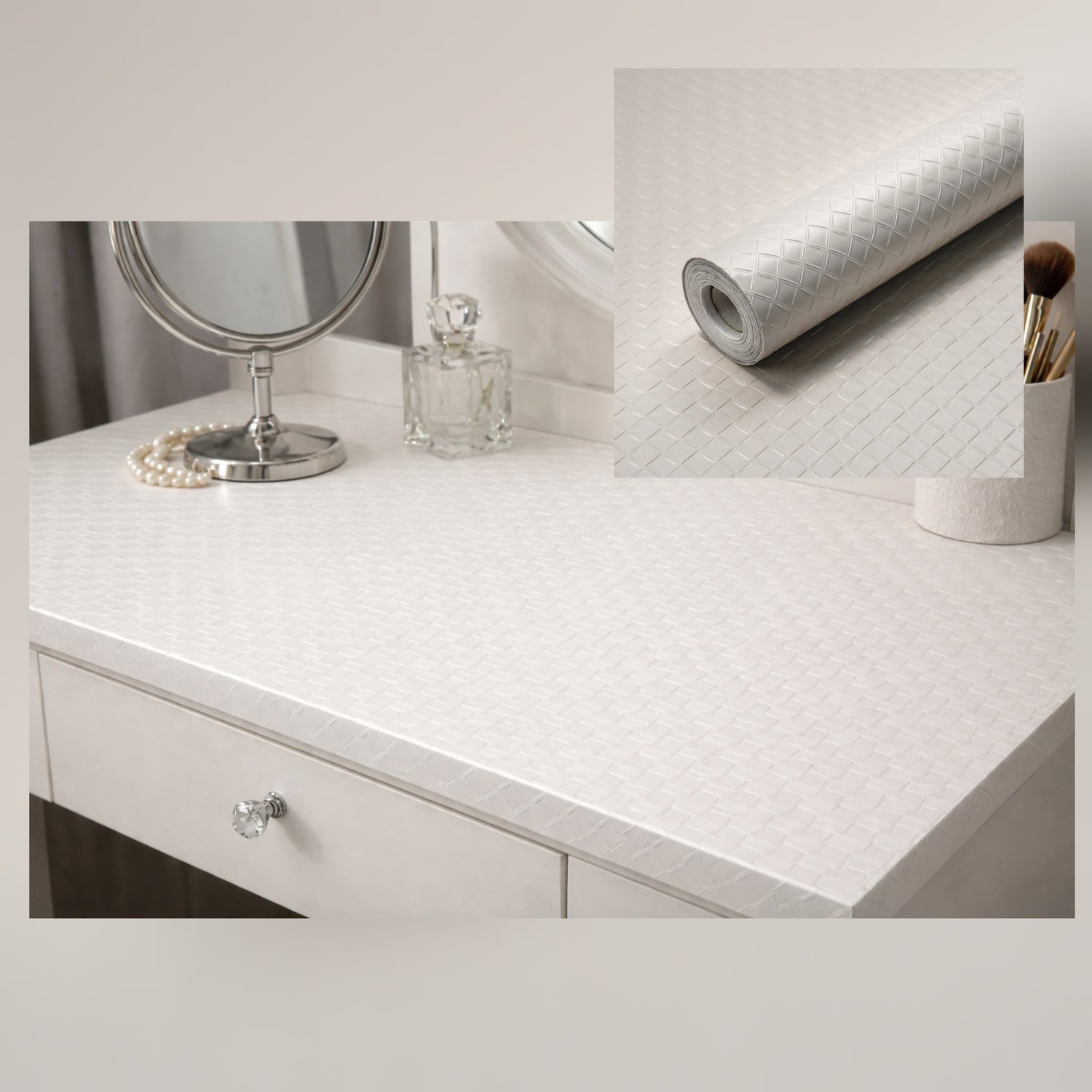 Beige Dressing Table Makeover Roll