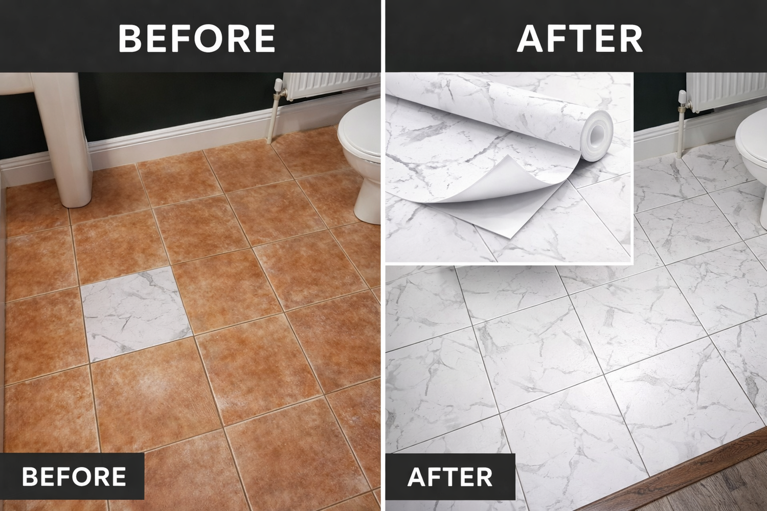 White Marble Floor Makeover