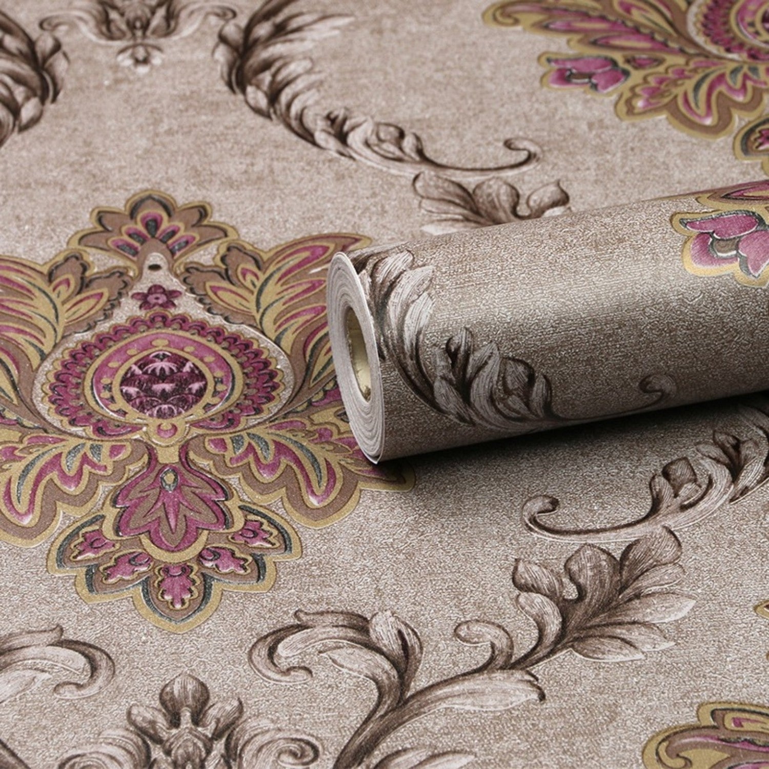 Blue / Pink Floral Wallpaper