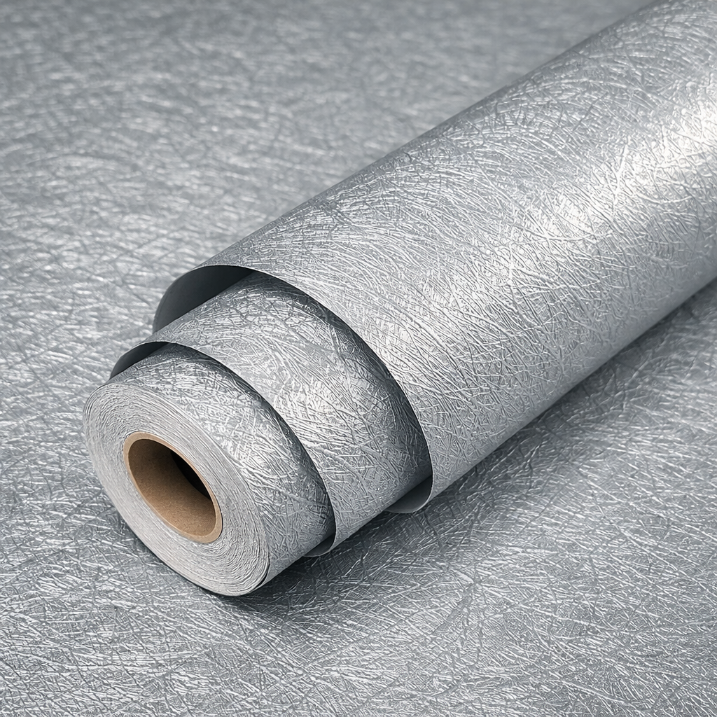 Grey / Silver Luxurious Stick on Embossed Roll for Walls or Furniture