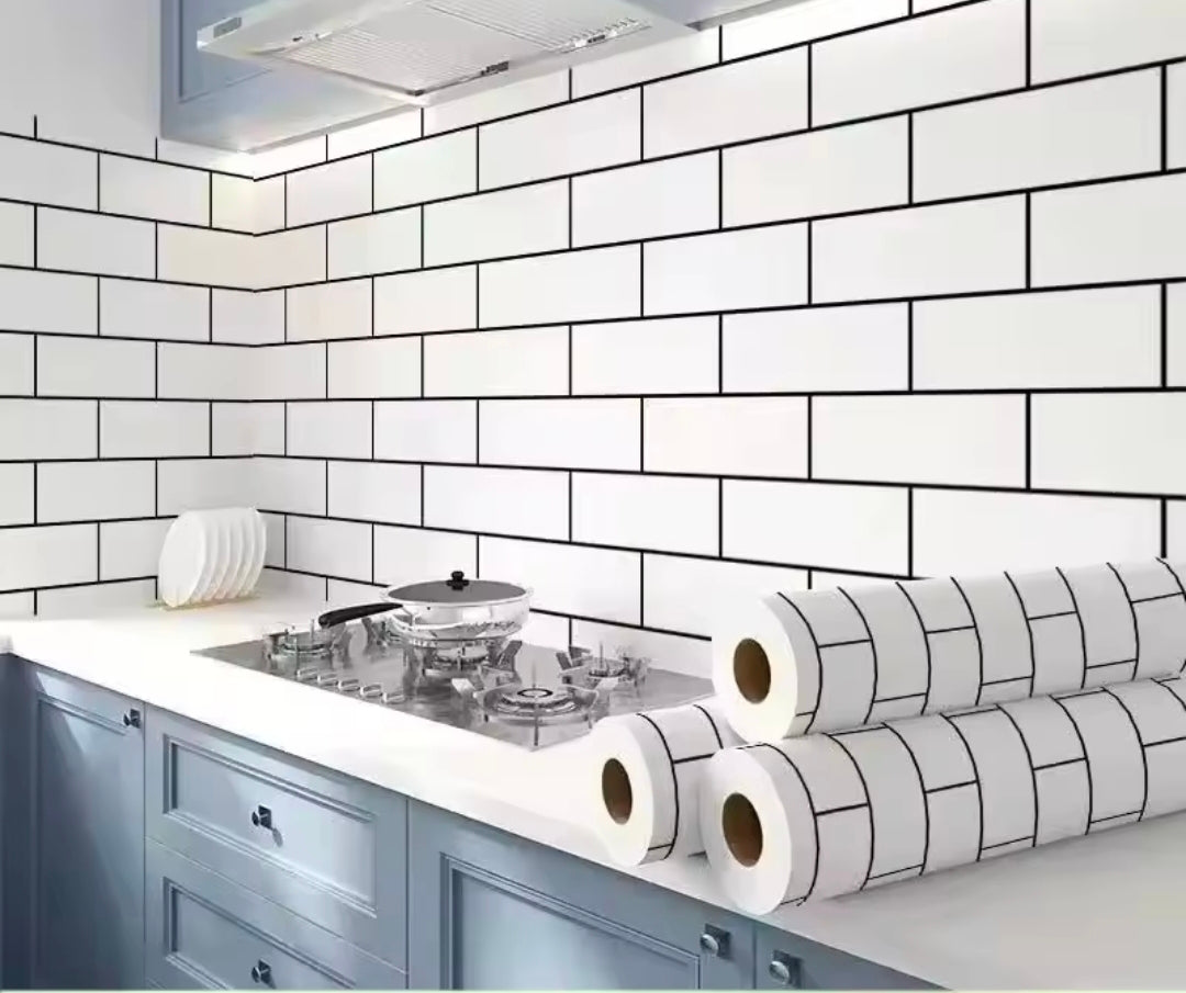 White Tile 1000cm Extra Large Stick on Waterproof Roll