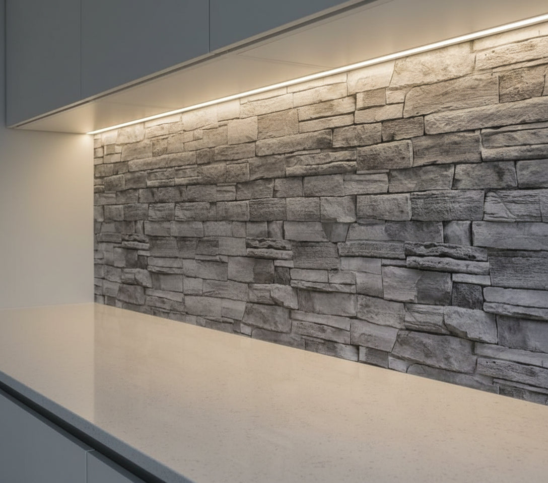 Grey Brick Kitchen Backsplash Roll