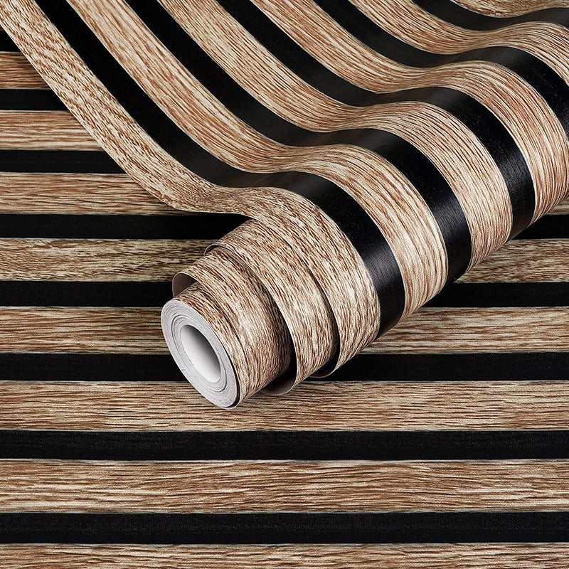 Accoustic Wood Effect Stick On Wallpaper