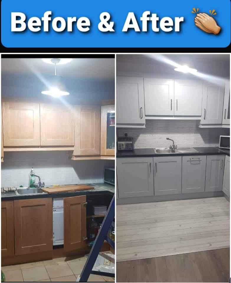 Grey Kitchen Cabinets Wrap
