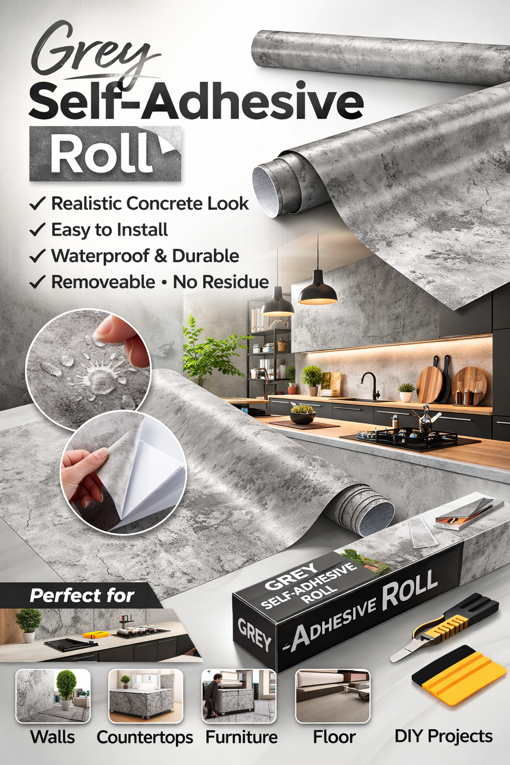 Grey Luxurious Embossed Roll