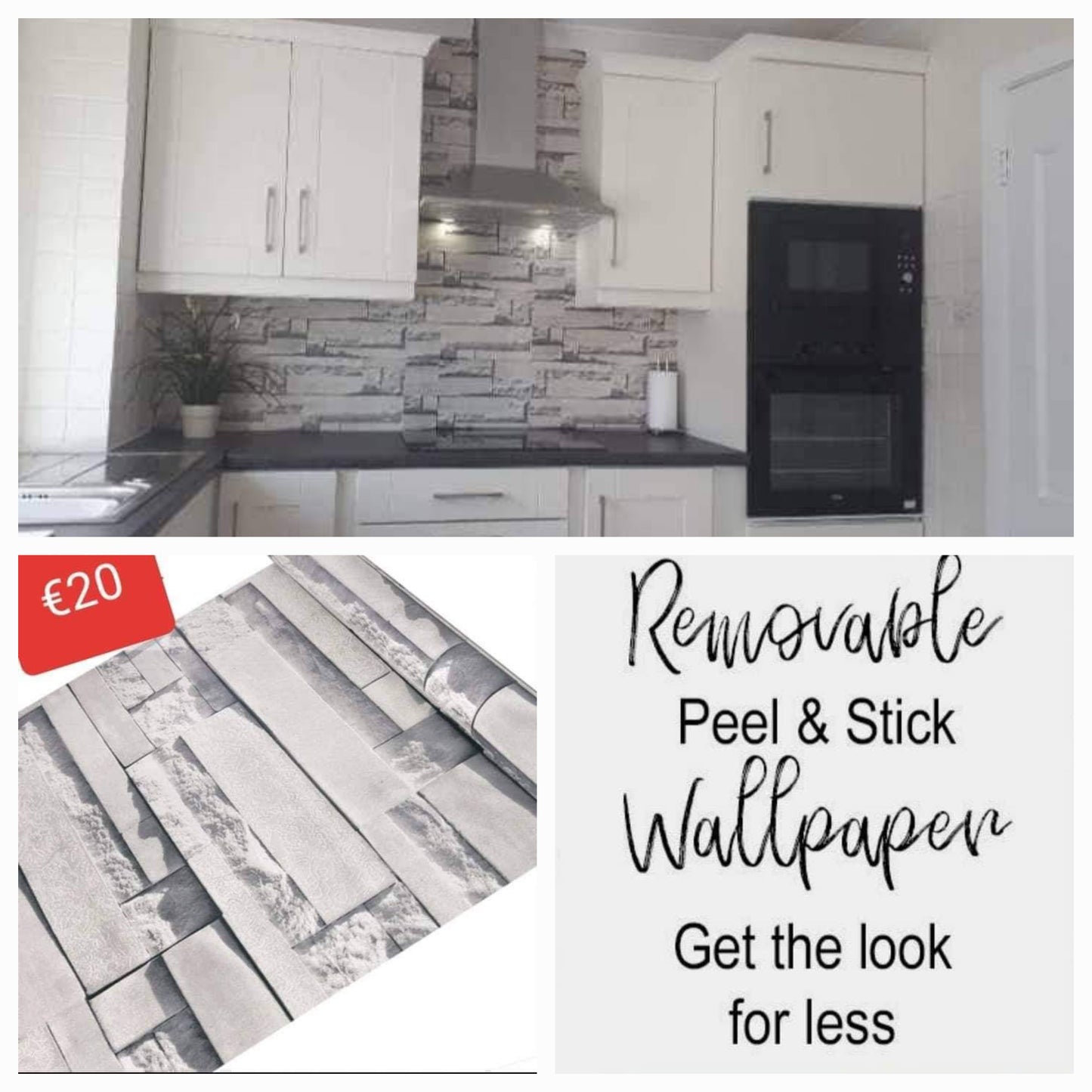 Warm Grey / Cream Brick Backsplash Roll