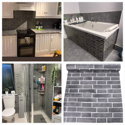 Grey Tile ..EXTRA LARGE ROLLS.. For kitchen or Bathrooms