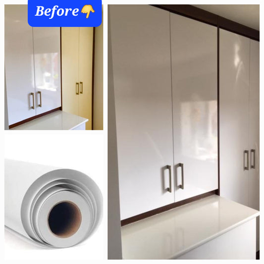 White Gloss Furniture Stick On Roll (Heavier Quality Gloss)