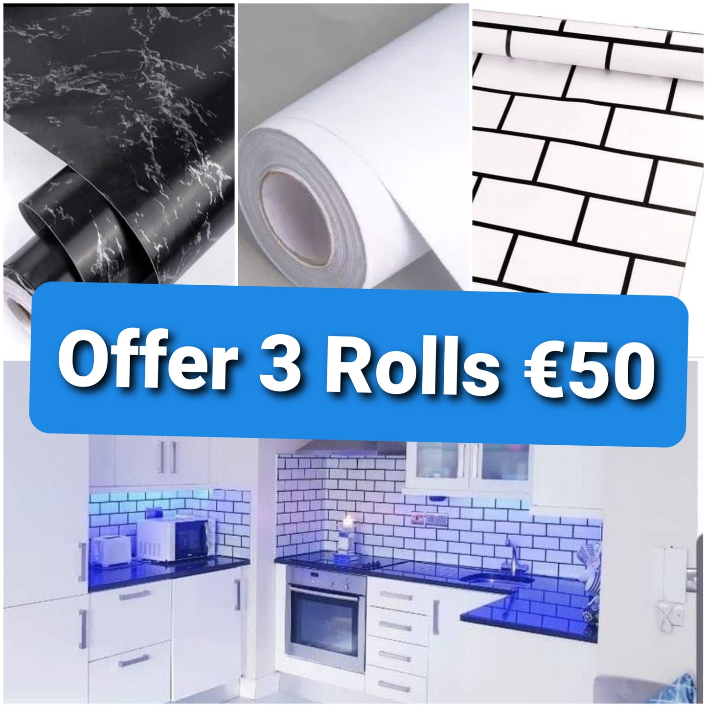 3 Rolls Offer , Cabinet , Counter Top & Tile