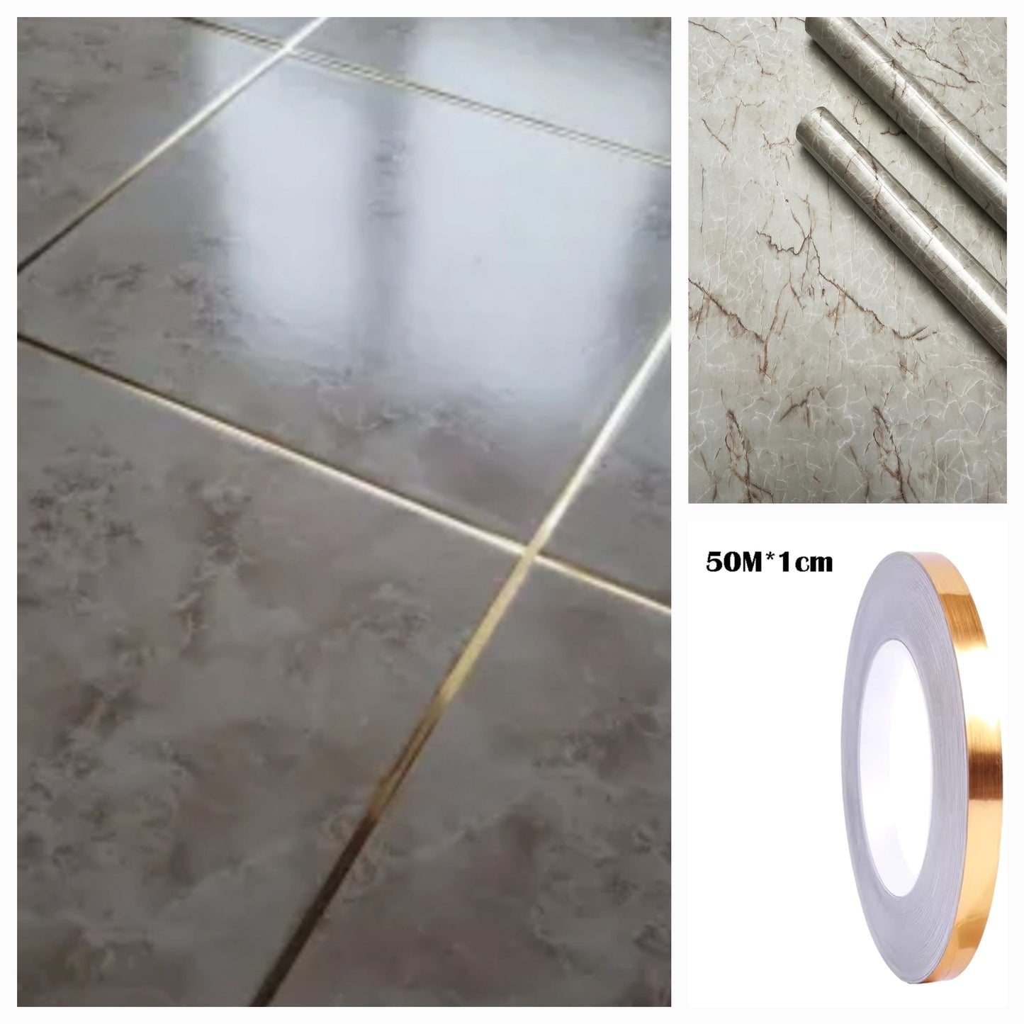 📢 SALE TODAY Kitchen Floor Tiles Makeover Twin Pk . MARBLE & GOLD STRIP