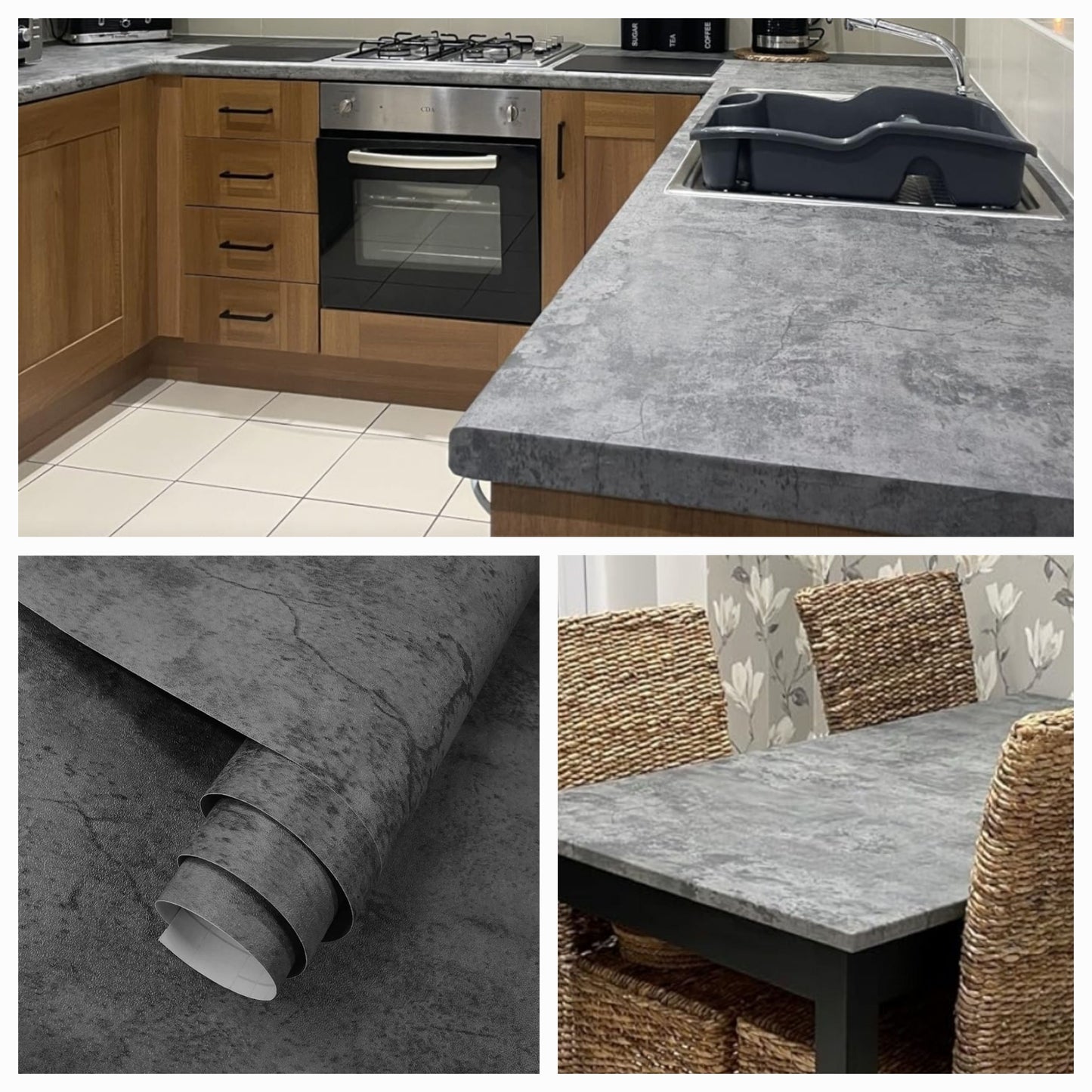 Grey Marble,  Heavy Duty Oil & Water Resistant Countertop Roll Extra LARGE ✅️