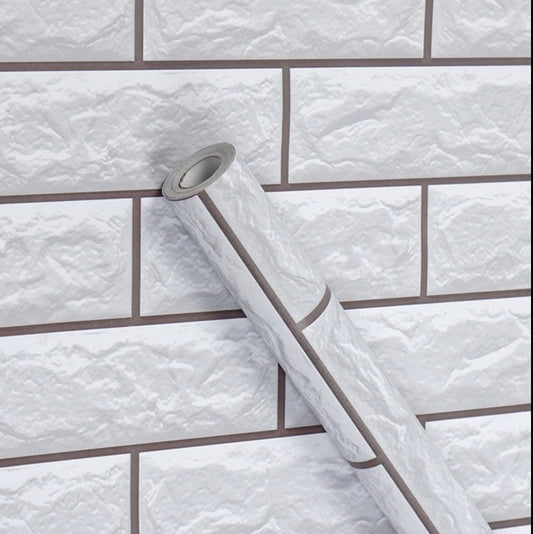 White tile from Budget Interiors, extra large roll, showing smooth glossy surface ideal for wall or floor tiling projects.