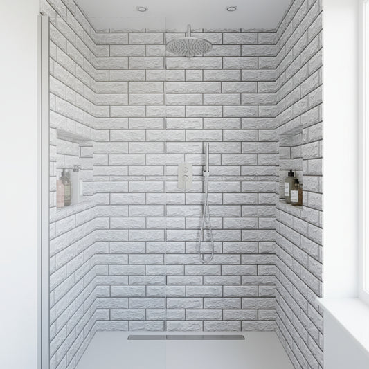 White 3d Tile Effect Stick On Roll