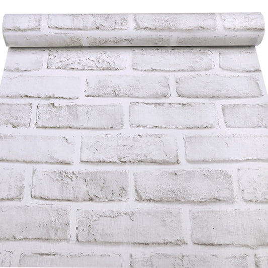 White Brick , 3D Print Brick  Wallpaper , Extra LARGE Roll