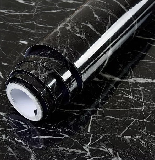 "Luxurious" Realistic Black Gloss Marble, Heavy QUALITY