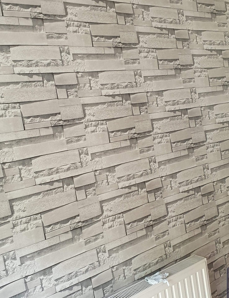 Grey Stone Warm Grey & Cream 3D Effect Wallpaper