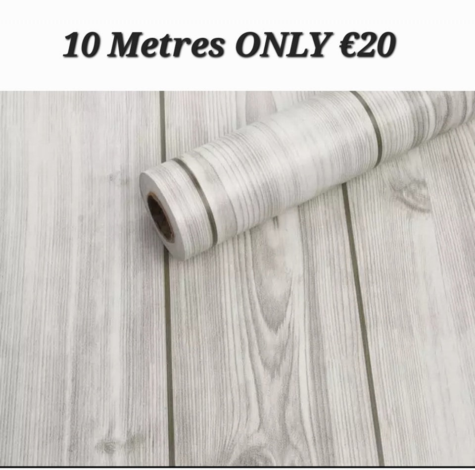 Grey Wood Effect Stick On Roll over Existing Tiles or Walls or floors