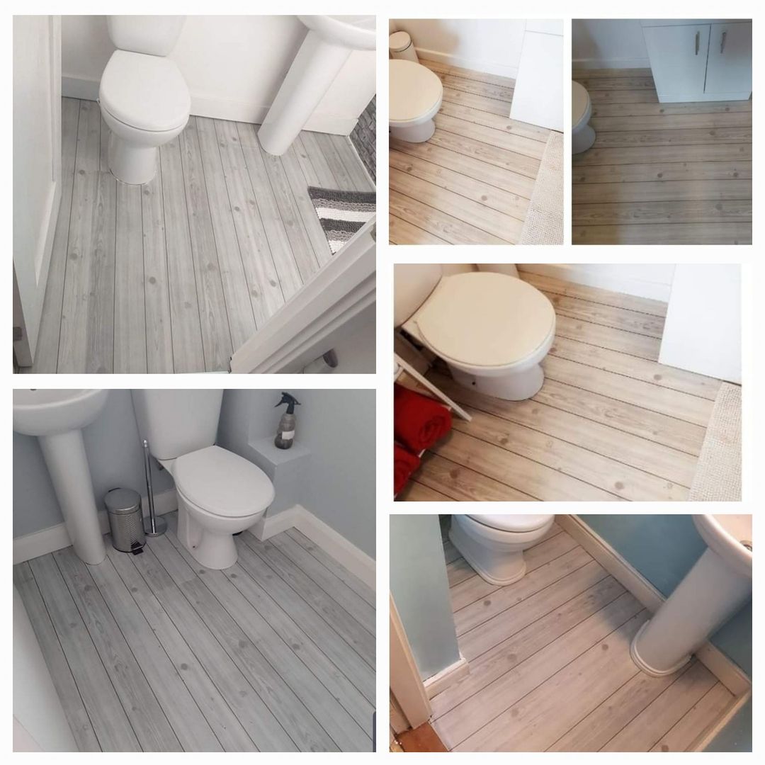 Grey Wood Effect Stick On Roll over Existing Tiles or Walls or floors