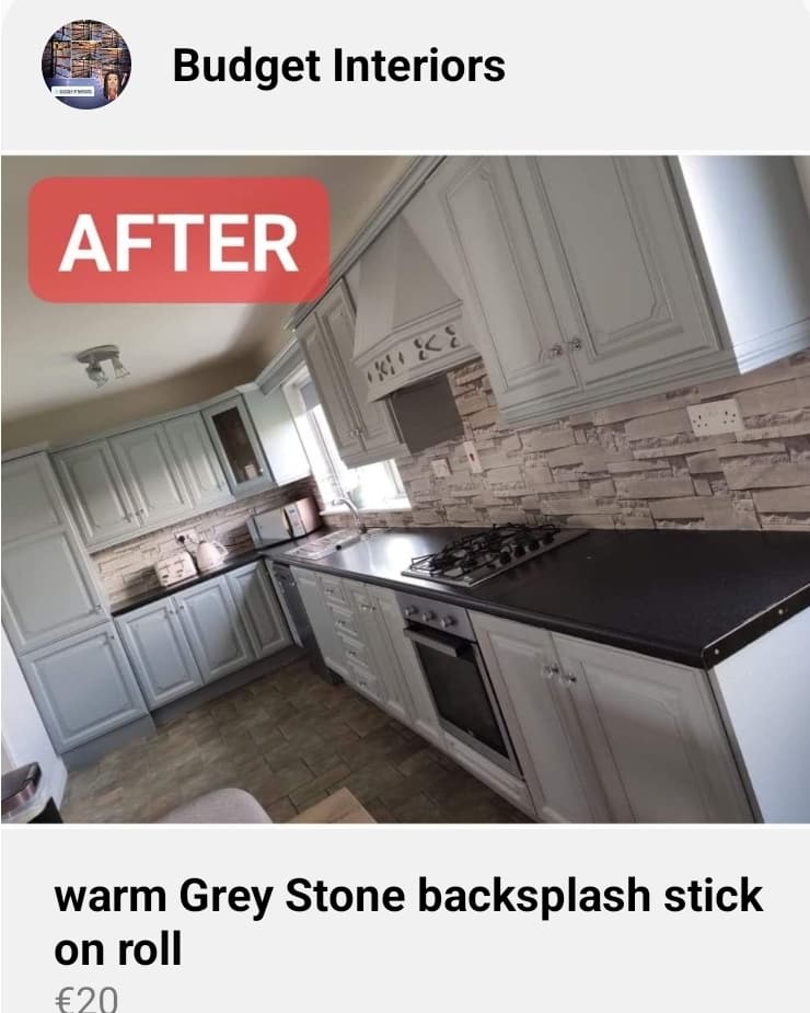 Warm Grey Stone Effect Stick On Backsplash Roll