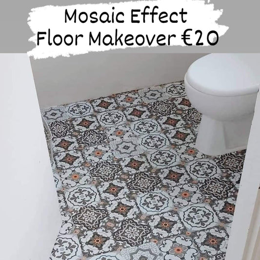 Grey & White Mosaic Tile Roll over Existing Floor