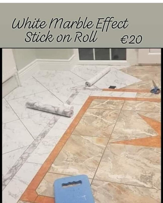 📢White Marble Self Adhesvive Roll Over Existing Tiles