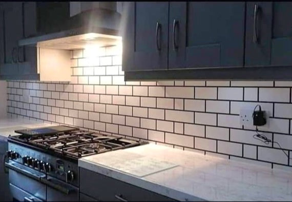 White Tile Effect Backsplash Stick on Roll