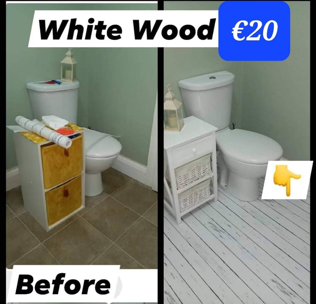 White Wood Effect Stick On Roll over Existing Floor